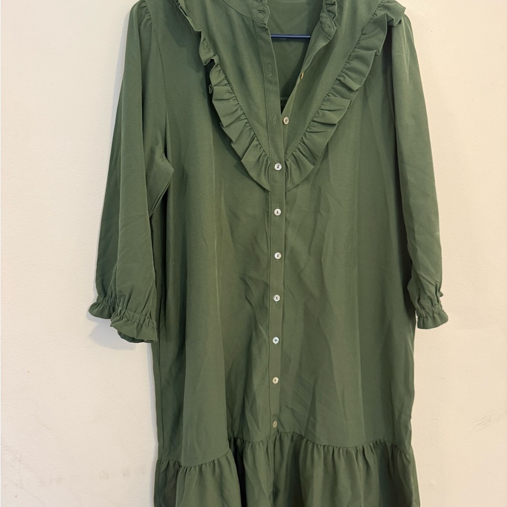 Elegant Green Ruffle Dress